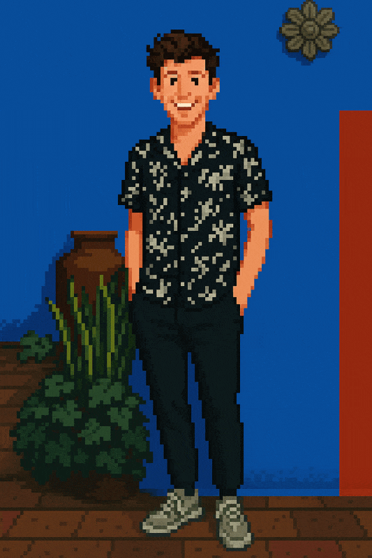 Animated pixel-art portrait placeholder for Cem Tekin.